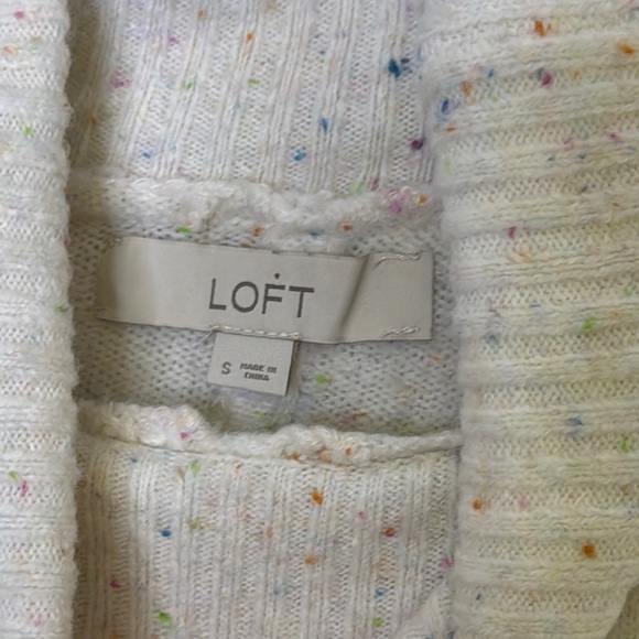 NWOT LOFT Cream Cowl Neck Sweater with Asymmetrical Hem - Picture 2 of 7